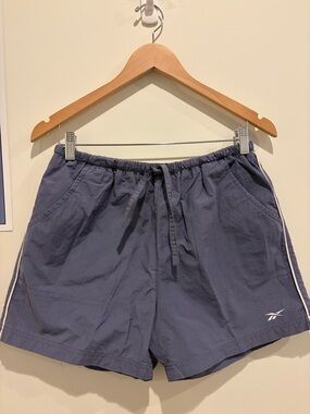 Reebok Blue Elastic Waist Athletic Shorts with Side Stripe